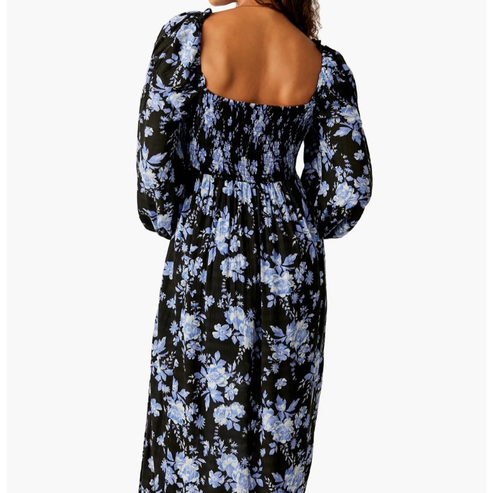 Jaymes Smocked Floral Midi Dress In Black Combo - Picture 2 of 5